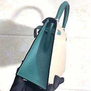 Hermes Kelly Epsom Leather Malachite Green/ Windbreaker Gray Brushed Gold Buckle, Hand-Sewn With Wax Thread - 25cm - 4