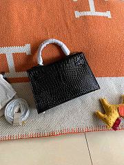 Hermes Kelly Crocodile Black Gold Silver Buckle – 20 cm - 6