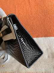 Hermes Kelly Crocodile Black Gold Silver Buckle – 20 cm - 5