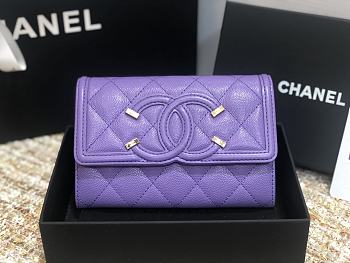 Chanel Wallet Grain Leather Purple - 84447 – 15cm 