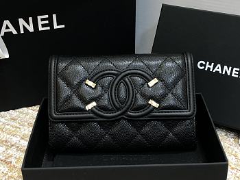 Chanel Wallet Grain Leather Black - 84447 – 15cm 