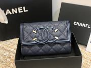 Chanel Wallet Grain Leather Navy Blue - 84447 – 15cm  - 1