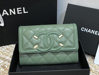 Chanel Wallet Grain Leather Green - 84447 – 15cm 