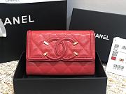 Chanel Wallet Grain Leather Red - 84447 – 15cm  - 1