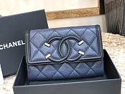 Chanel Wallet Grain Leather Black/Navy Blue - 84447 – 15cm  - 1