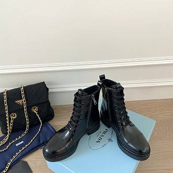 Kitlife.ru Prada Boots Brushed leather laced booties Black 