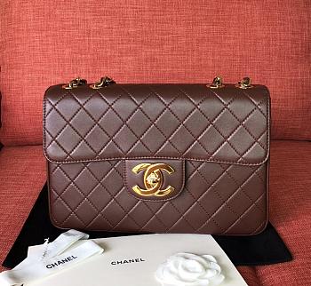 Chanel Classic Flap Bag Brown Color Gold Buckle Bag – A88 - 30x21x8cm