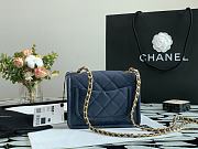 Kitlife Chanel Tofu Handbag Navy Blue With Gold Chain - 14.5x18x8cm - 4