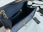 Kitlife Chanel Tofu Handbag Navy Blue With Gold Chain - 14.5x18x8cm - 6