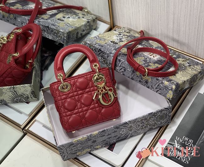 Kitlife Dior Lady Micro Cannage Lambskin Red - S0856O - 12x10x5cm - 1