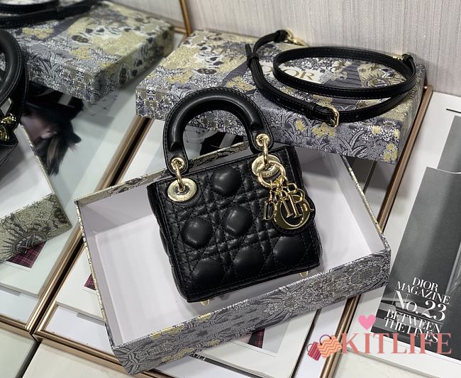 Kitlife Dior Lady Micro Cannage Lambskin Black - S0856O - 12x10x5cm - 1