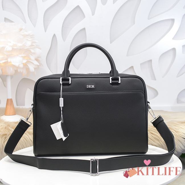 Kitlife Dior Men's Briefcase Black Grained Cowhide – 1312 – 39x28x7cm - 1