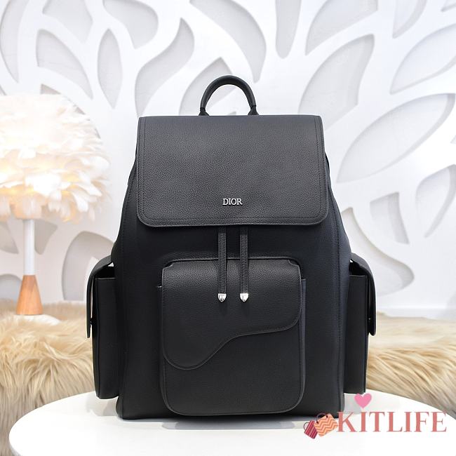 Kitlife Dior Men's Saddle Backpack Black Grained Cowhide – 118 – 29x42x15cm - 1