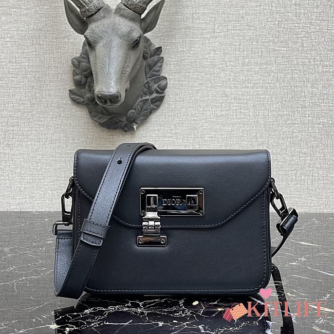 Kitlife Dior Lock Handbag Smooth Cow Leather Black – 19×14×4 cm - 1