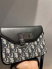 Kitlife Dior Lock Handbag Smooth Cow Leather Blue Denim Jacquard Fabric – 19×14×4 cm - 4