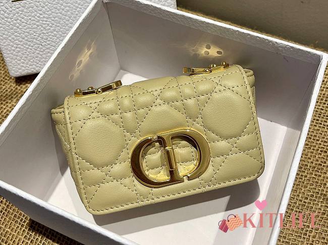 Kitlife Dior Caro Mini Handbags CD Buckle Pale Yellow  – 14x8x4 cm - 1