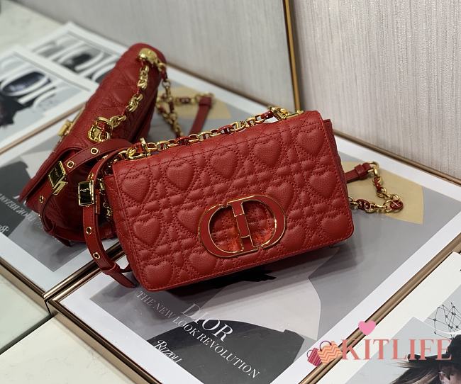 Kitlife Dior Dioramour Caro Bag Calfskin with Heart Motif Red – M9242W - 20 cm - 1