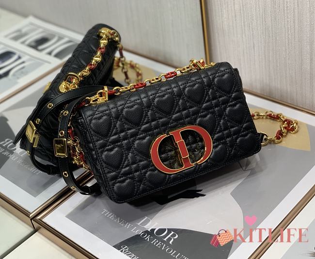Kitlife Dior Dioramour Caro Bag Calfskin with Heart Motif Black – M9242W - 20 cm - 1