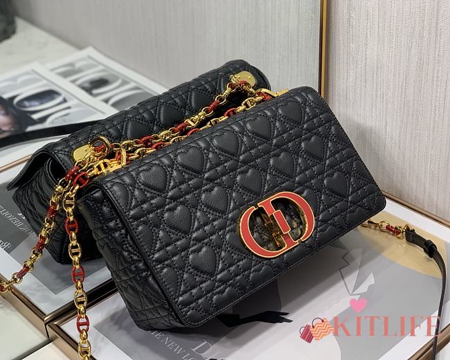 Kitlife Dior Dioramour Caro Bag Calfskin with Heart Motif Black – M9242W - 25 cm - 1