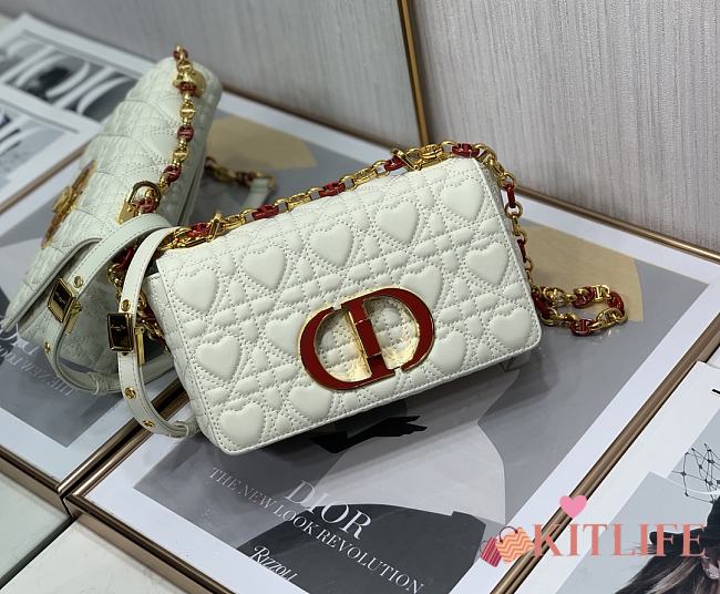 Kitlife Dior Dioramour Caro Bag Calfskin with Heart Motif White – M9242W - 20 cm - 1