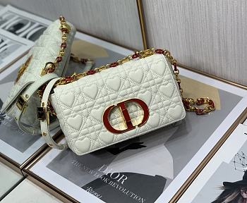 Kitlife Dior Dioramour Caro Bag Calfskin with Heart Motif White – M9242W - 20 cm