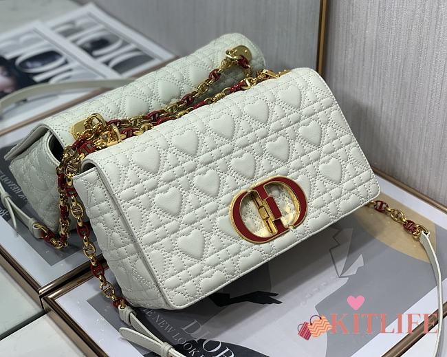 Kitlife Dior Dioramour Caro Bag Calfskin with Heart Motif White – M9242W - 25 cm - 1