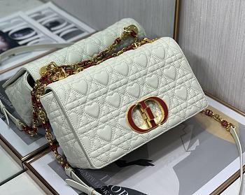 Kitlife Dior Dioramour Caro Bag Calfskin with Heart Motif White – M9242W - 25 cm