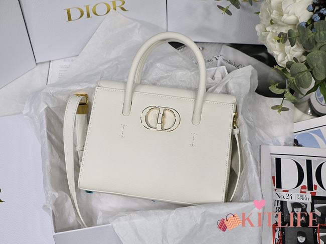 Kitlife Dior St Honore Handbag White/Enamel Button - M8012 - 25 cm x 19 cm x 12 cm - 1