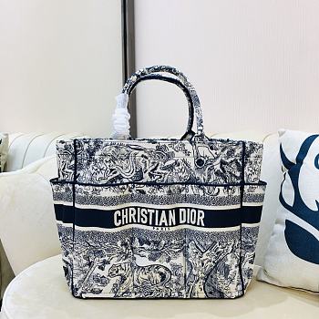 Kitlife Dior Book Tote Blue Toile de Jouy Embroidery – 9028 - 42x30x17cm