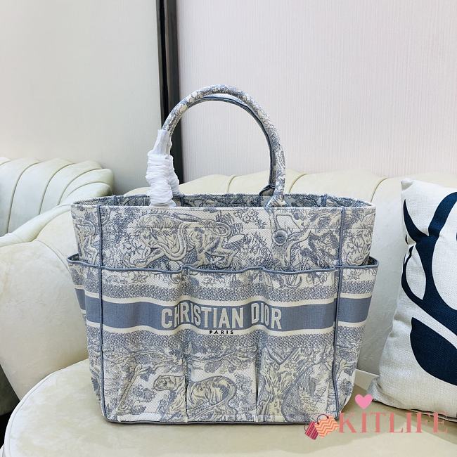 Kitlife Dior Book Tote Gray Toile de Jouy Embroidery – 9028 - 42x30x17cm - 1