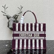 Kitlife Dior Book Tote Navy Burgundy/White Stripe Embroidery – 1286 - 36.5x28x16cm - 1