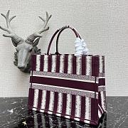 Kitlife Dior Book Tote Navy Burgundy/White Stripe Embroidery – 1286 - 36.5x28x16cm - 5