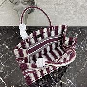 Kitlife Dior Book Tote Navy Burgundy/White Stripe Embroidery – 1286 - 36.5x28x16cm - 2