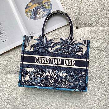 Kitlife Dior Book Tote With Palm Trees Embroidery - 36.5x28x16cm