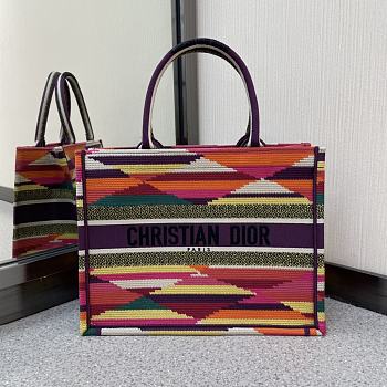 Kitlife Dior Book Tote Multicolor Patchwork Embroidery – 36x27.5x16cm