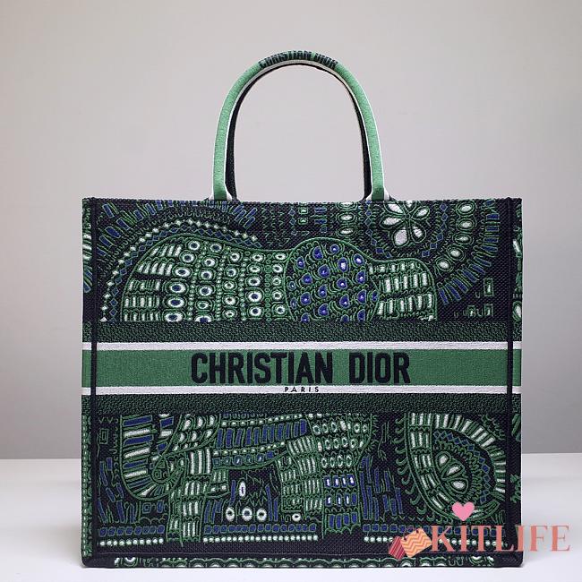 Kitlife Dior Book Tote Elephant Green – 1286# -  41.5x34.5x16cm - 1