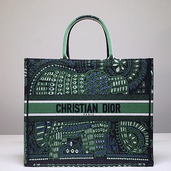 Kitlife Dior Book Tote Elephant Green – 1286# -  41.5x34.5x16cm