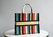 Kitlife Dior Book Tote Multicolor Stripe Embroidery – 1286# -  41.5x34.5x16cm - 3