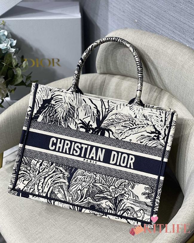 Kitlife Dior Book Tote Iru Flower  Embroidery - M1286 - 36.5x28x14cm - 1