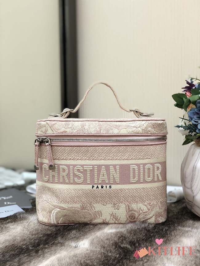 Kitlife Dior Cosmetic Box Bag Embroidery Monkey Pink -  25x15x14cm - 1