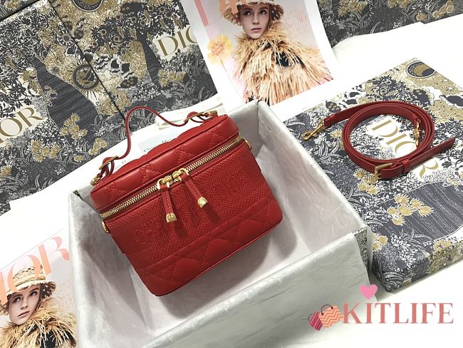Dior Cosmetic Box Bag SheepSkin Red -  18.5 cm x 13 cm x 10.5 cm  - 1