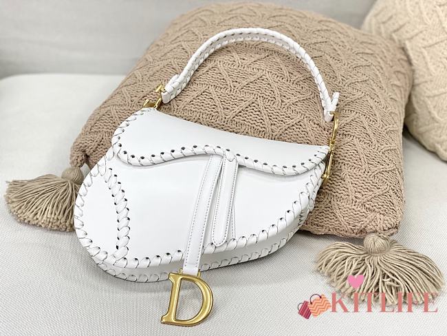 Kitlife Dior Saddle Cowhide Woven Pocket With Magnetic Closure White - M0446 - 25.5x6.5x20 cm - 1