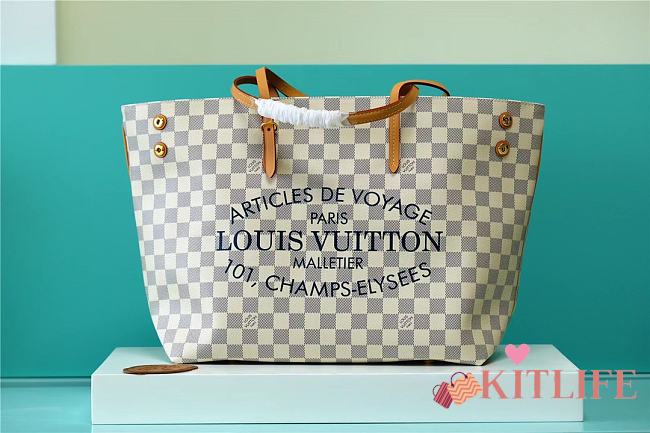 Kitlife Louis Vuitton Neverfull Damier Azur Cabas MM White - N41375 - 31 x 28 x 15 cm - 1