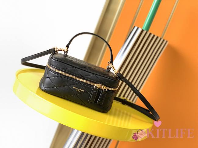 Kitlife YSL Cosmetic Bag Mini Quilted Lambskin Black - 669560 – 16.5x7.5x10 cm - 1