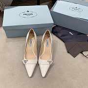 Prada Brushed Leather Heels White - 5