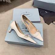 Prada Brushed Leather Heels White - 3