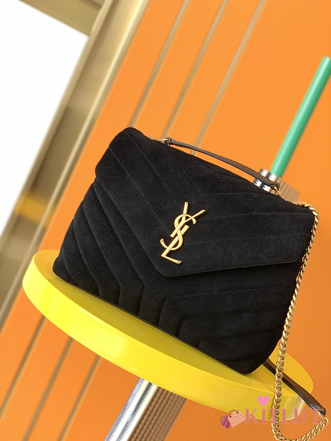 Kitlife YSL Loulou Toy Bag In Y-Quilted Suede And Smooth Leather Black – 494699 – 25x17x9cm - 1