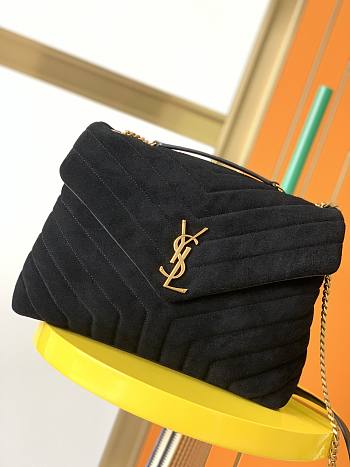 Kitlife YSL Loulou Toy Bag In Y-Quilted Suede And Smooth Leather Black – 459749 – 31x22x10cm