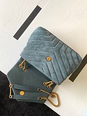 Kitlife YSL Loulou Toy Bag In Y-Quilted Suede And Smooth Leather Blue Stone – 459749 – 25x17x9cm  - 3