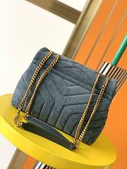 Kitlife YSL Loulou Toy Bag In Y-Quilted Suede And Smooth Leather Blue Stone – 459749 – 25x17x9cm  - 5